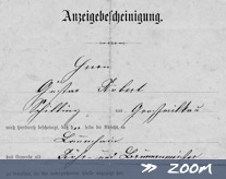 1888 Gewerbebescheinigung für Herrn Robert Schilling